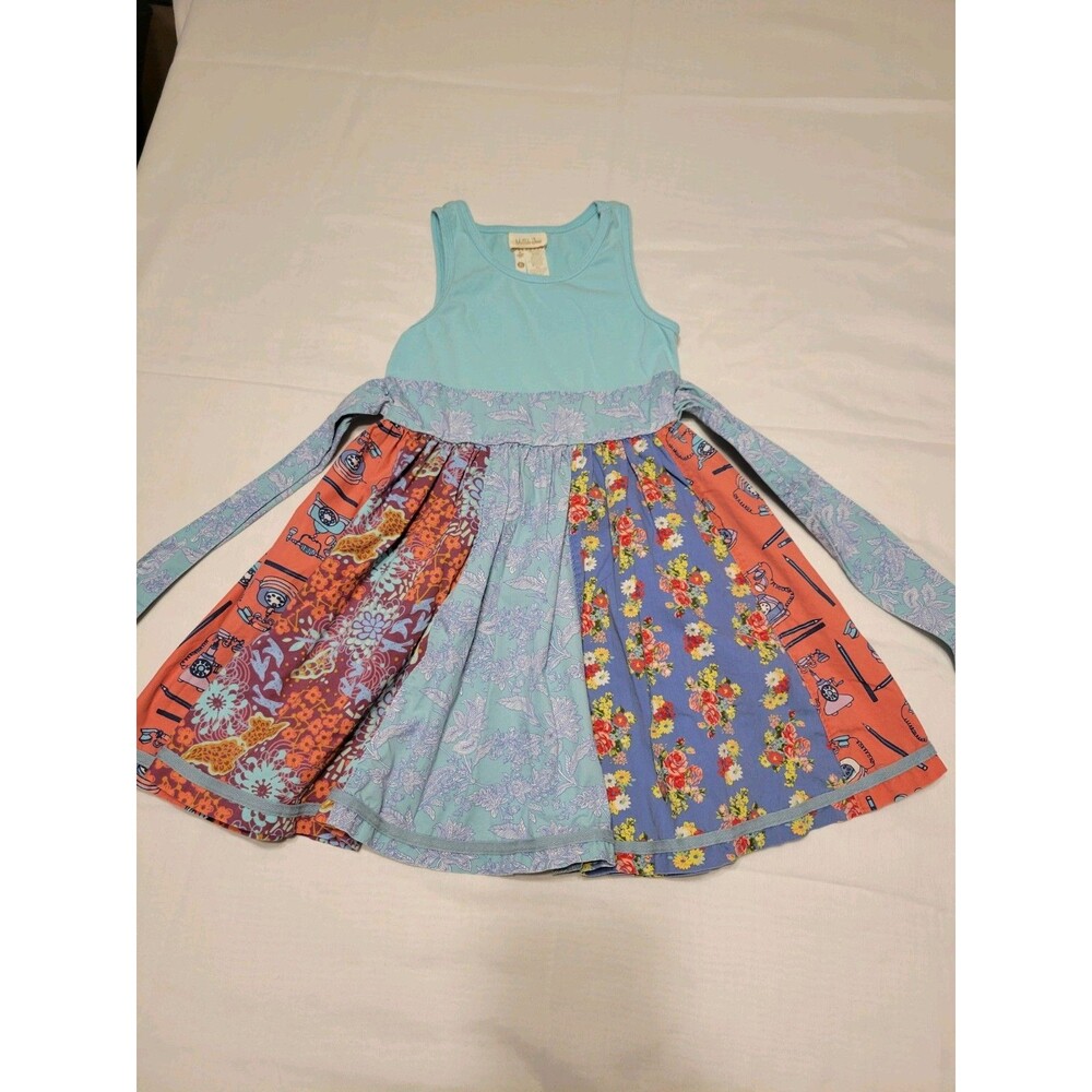 Matilda Jane Size 6 Blue Floral Dress Sleeveless Knee Length Cotton Blend Girls